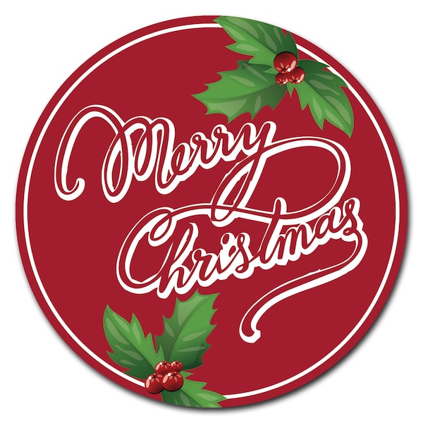 Corrugated Plastic Sign With Stakes 24in Circular-Merry Christmas 2